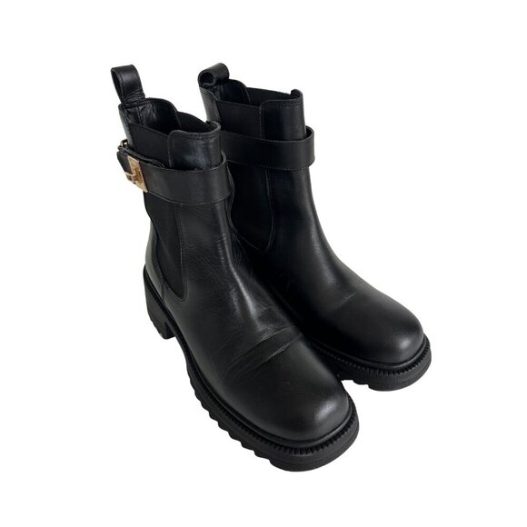 Steve Madden Black Leather Gates Ankle Boots Size 10 - Picture 2 of 8